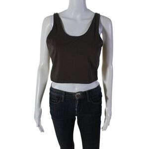 Splits 59 Womens Scoop Neck Stretch Knit Cropped Tank Top Brown Size Large